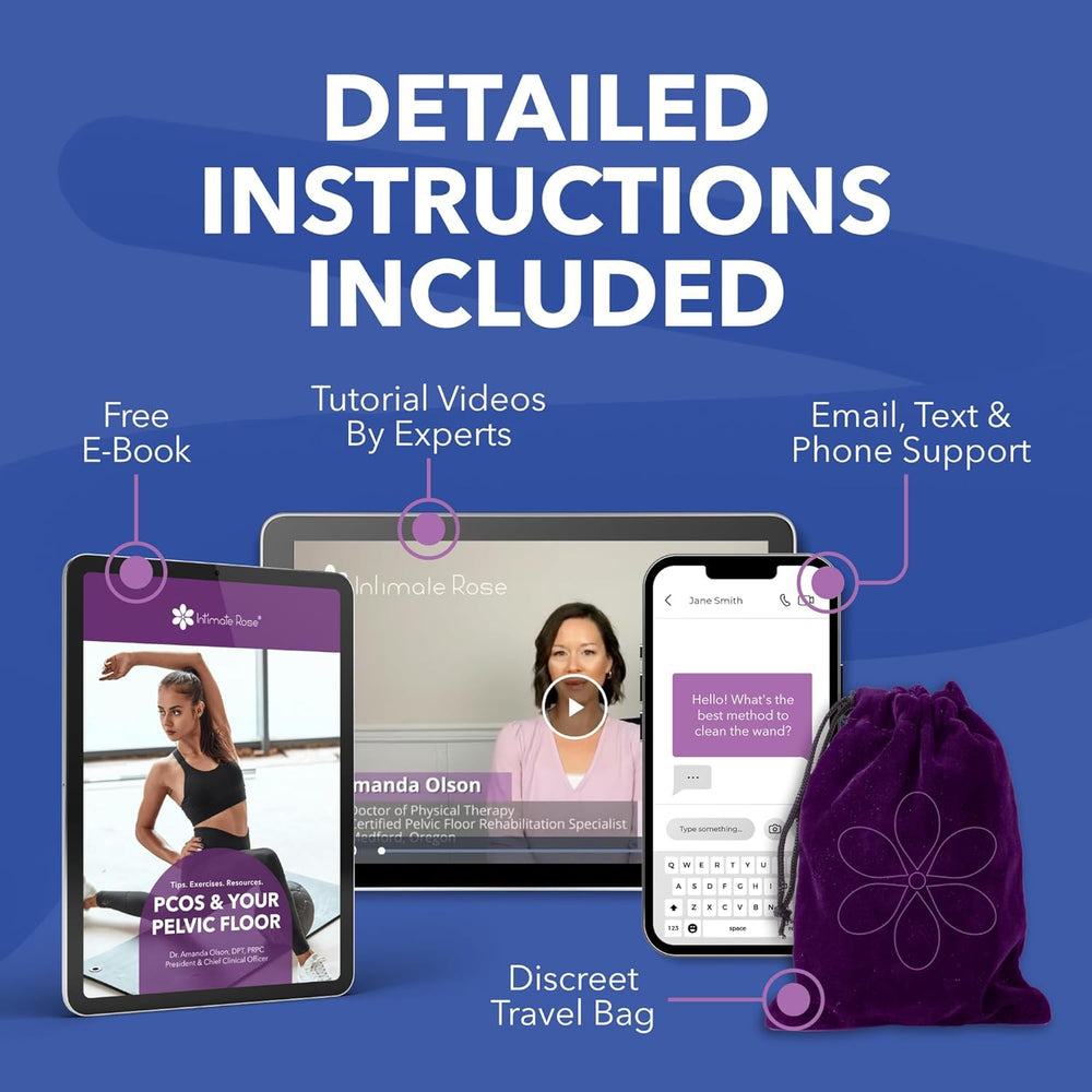 Intimate Rose packaging with included resources for guided learning and patient support