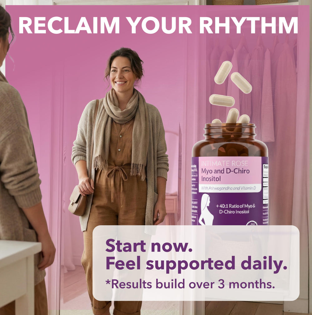 Intimate Rose supplement facts closeup showing dosage and clarity benefit