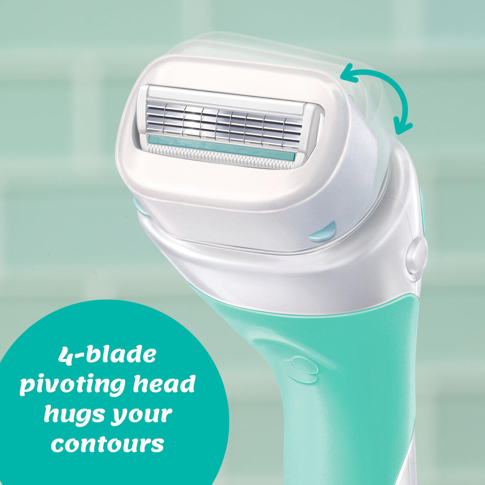 INTUITION Schick cartridge attached to handle in use for easy shaving