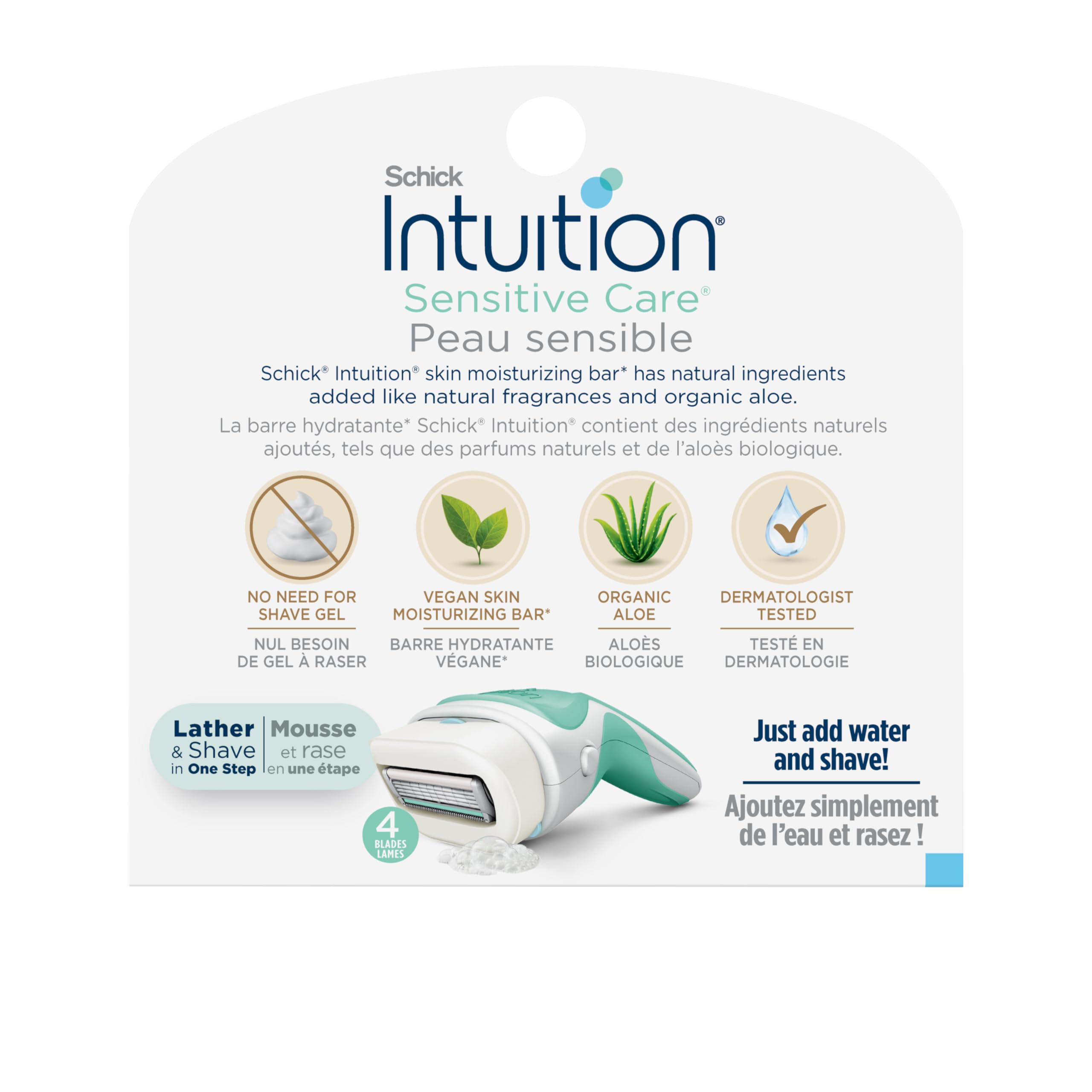 INTUITION Schick lifestyle shower setting illustrating quick, no-cream shave