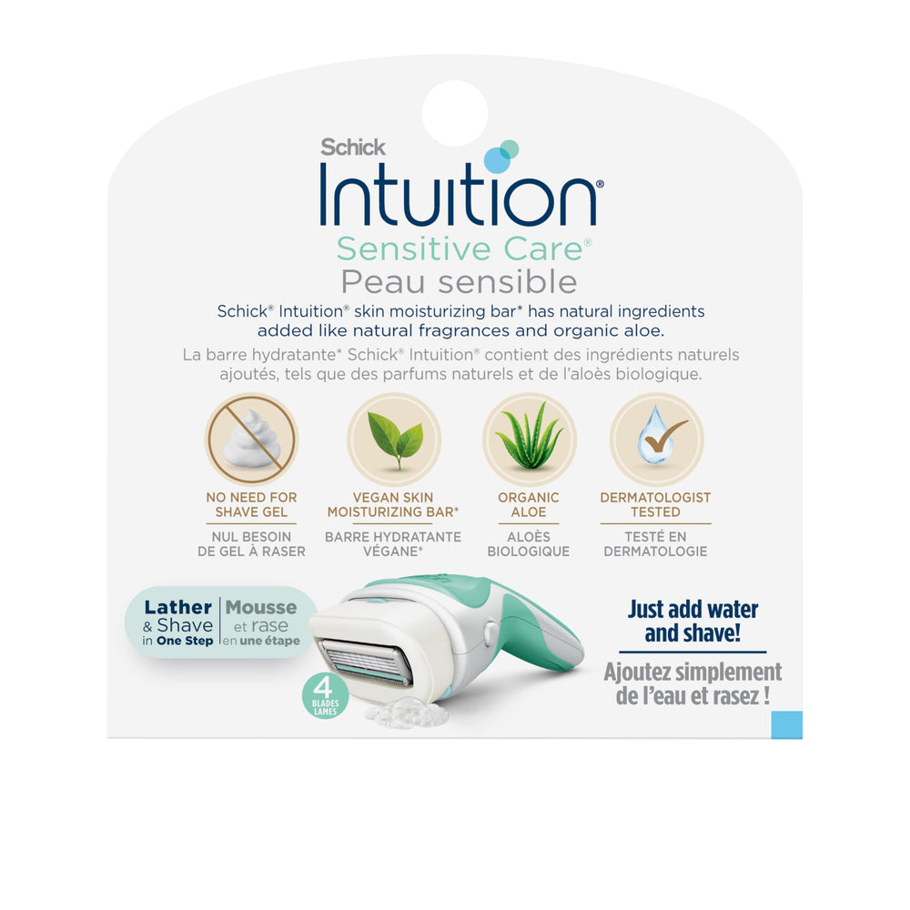 INTUITION Schick lifestyle shower setting illustrating quick, no-cream shave