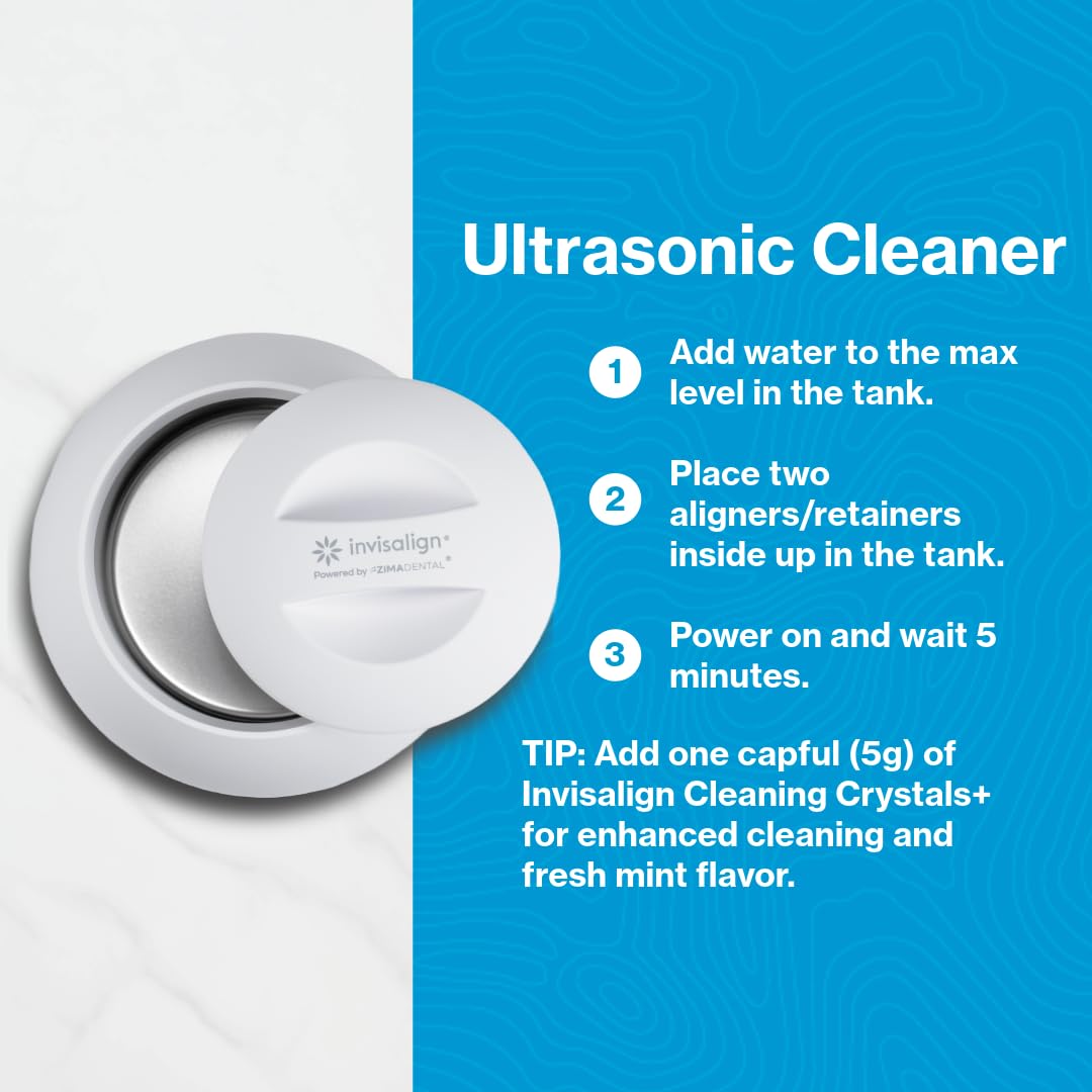 INVISALIGN aligner inside cleaner during cycle demonstrating effective hands-free cleaning