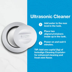 INVISALIGN aligner inside cleaner during cycle demonstrating effective hands-free cleaning