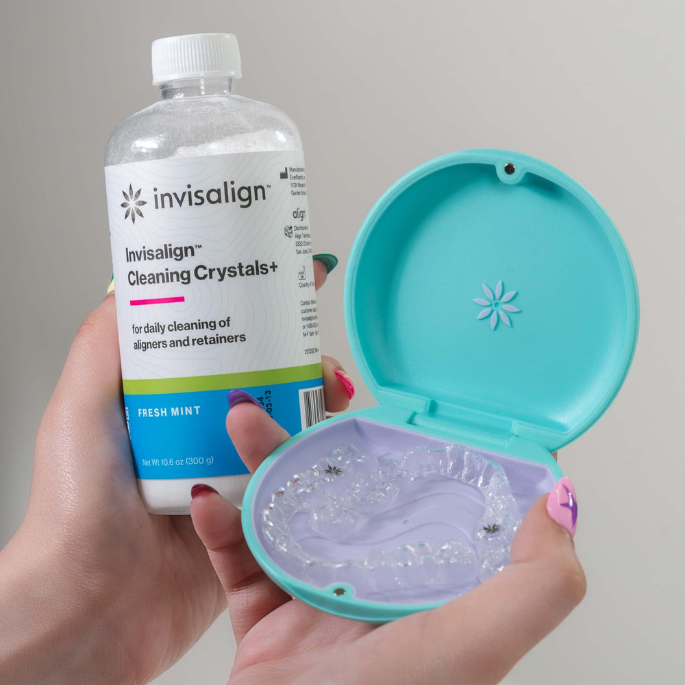 INVISALIGN on bathroom counter showing convenient daily-use benefit
