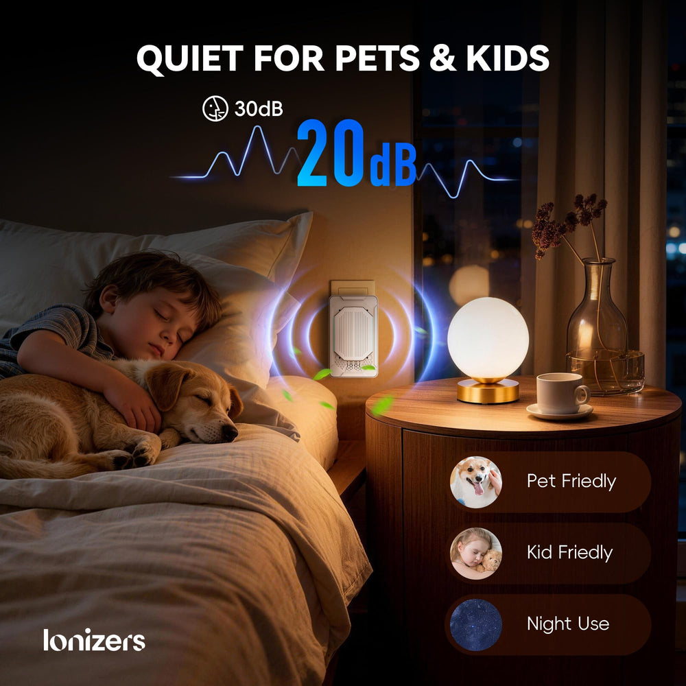 Ionizers placed next to a litter box reducing nearby pet odor benefit