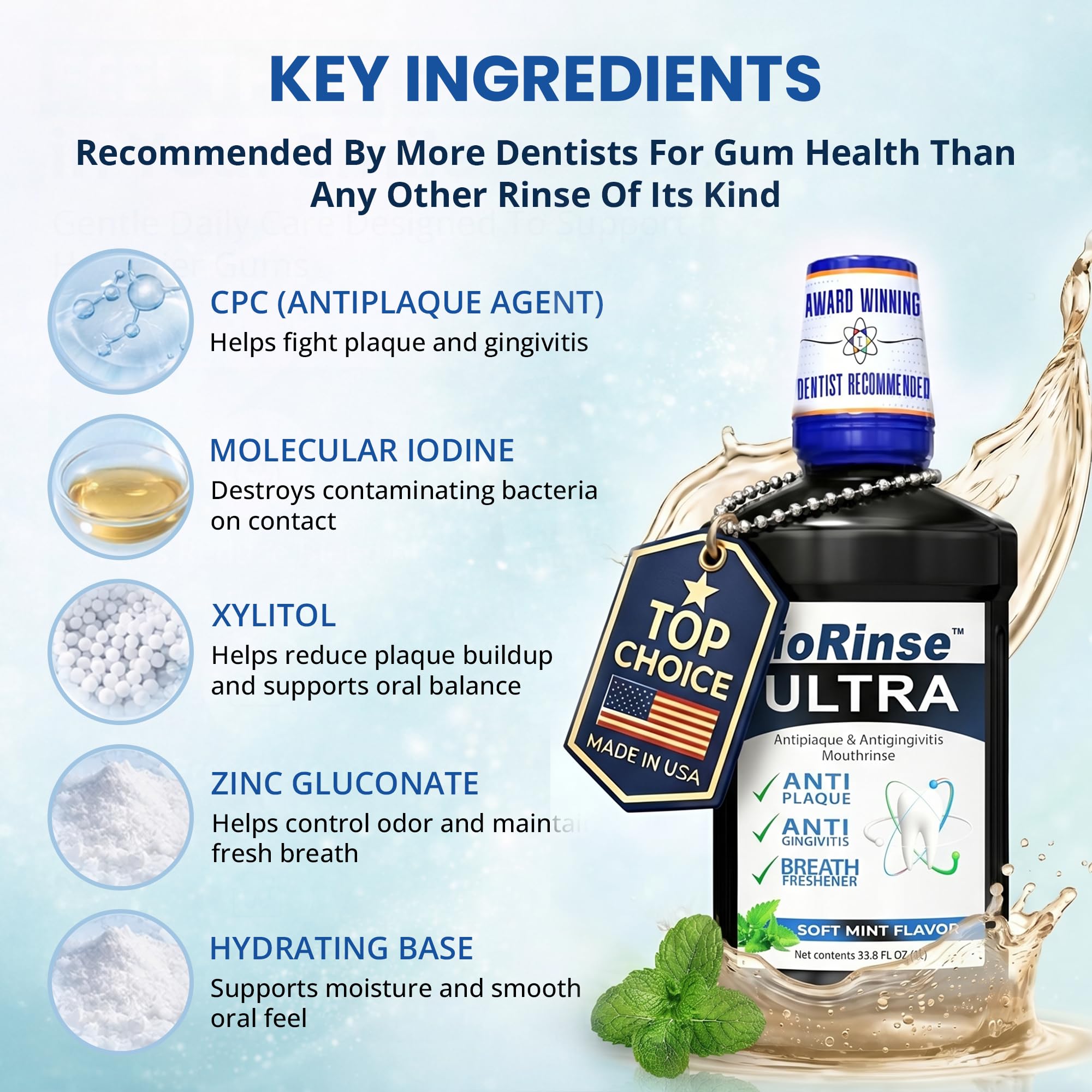 Iotech ioRinse cap and dispensing detail for precise daily rinsing