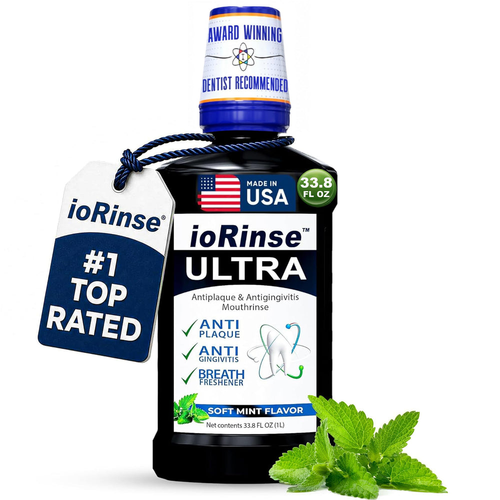 Iotech ioRinse front bottle showing product and flavor for professional freshness