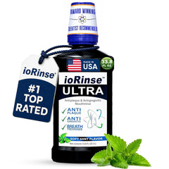 Iotech ioRinse front bottle showing product and flavor for professional freshness