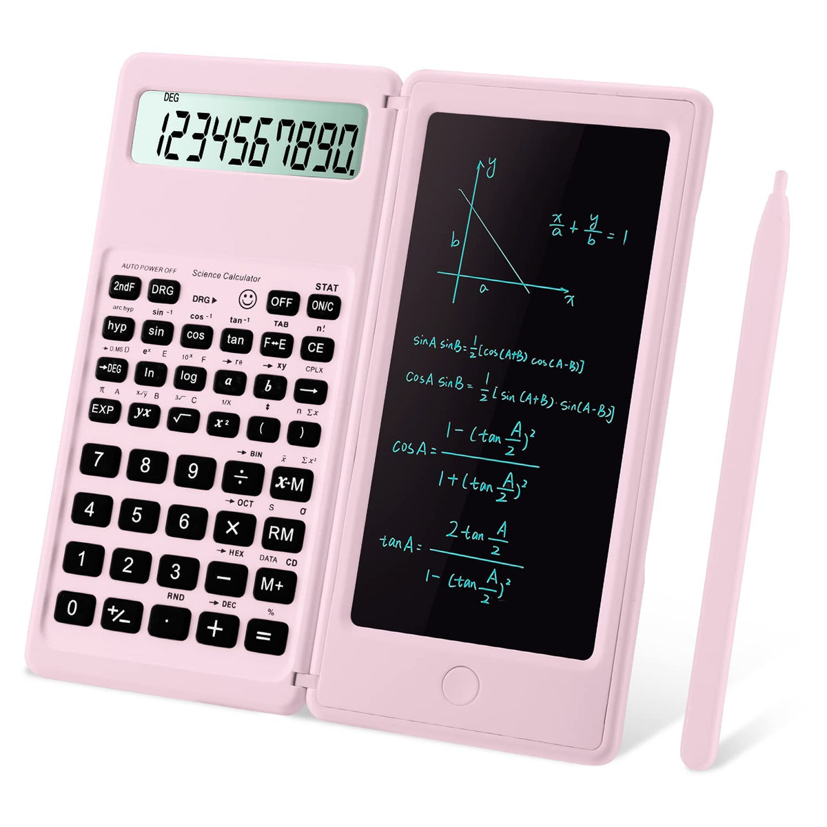 iPepul pink scientific calculator front view showing buttons and screen for clear study use