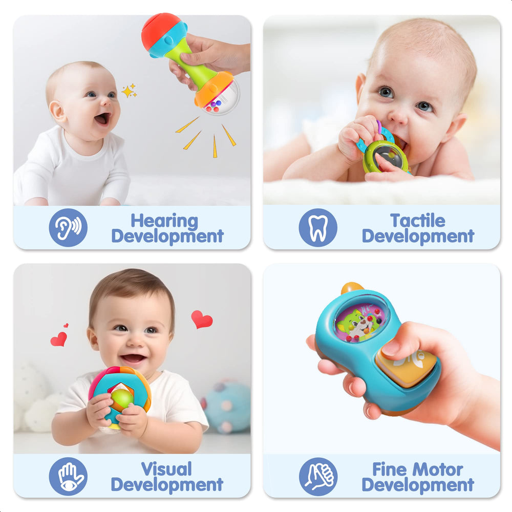 iPlay, iLearn arranged rattles displaying color variety and engagement
