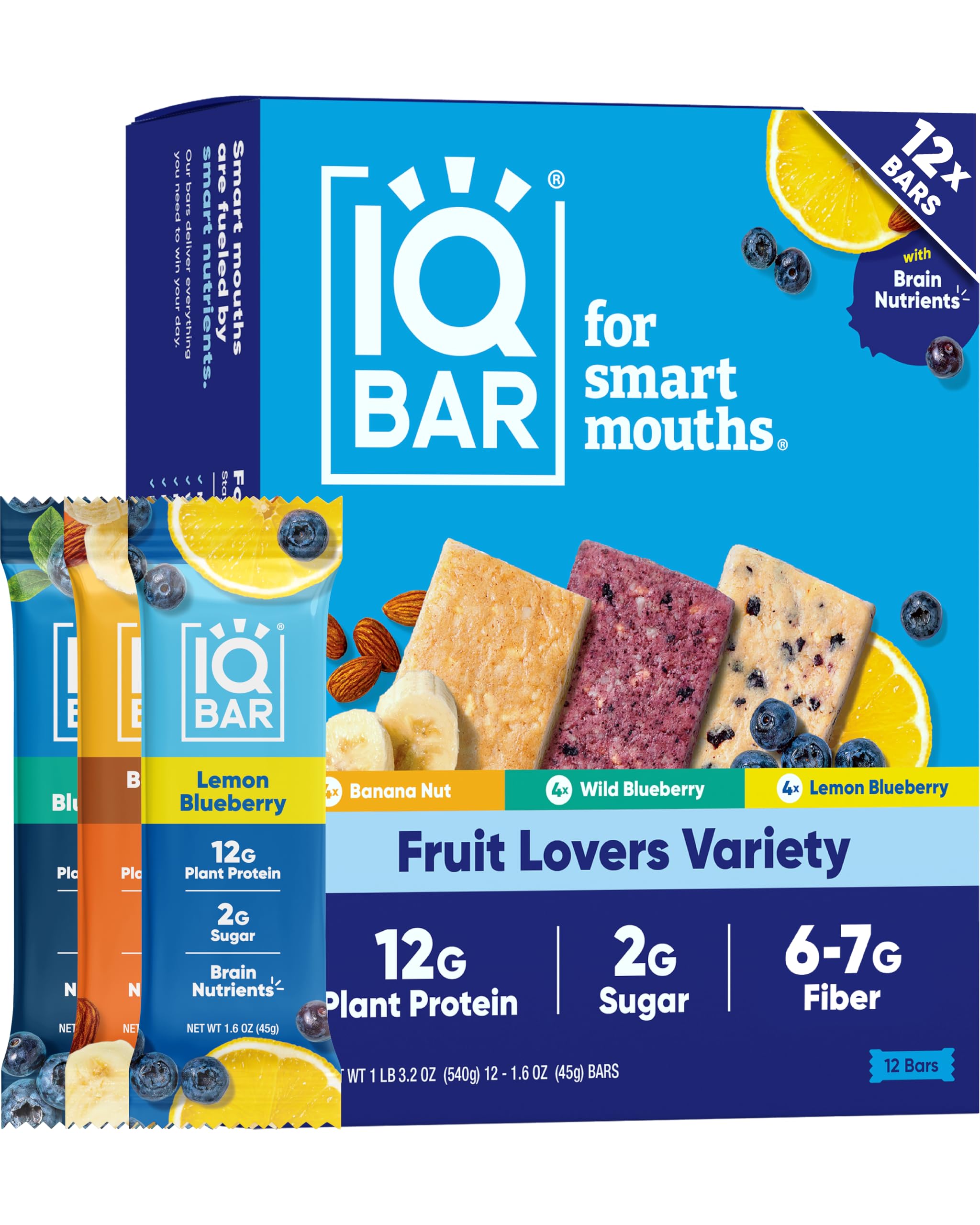 IQBAR front packaging fruit variety showing low sugar benefits