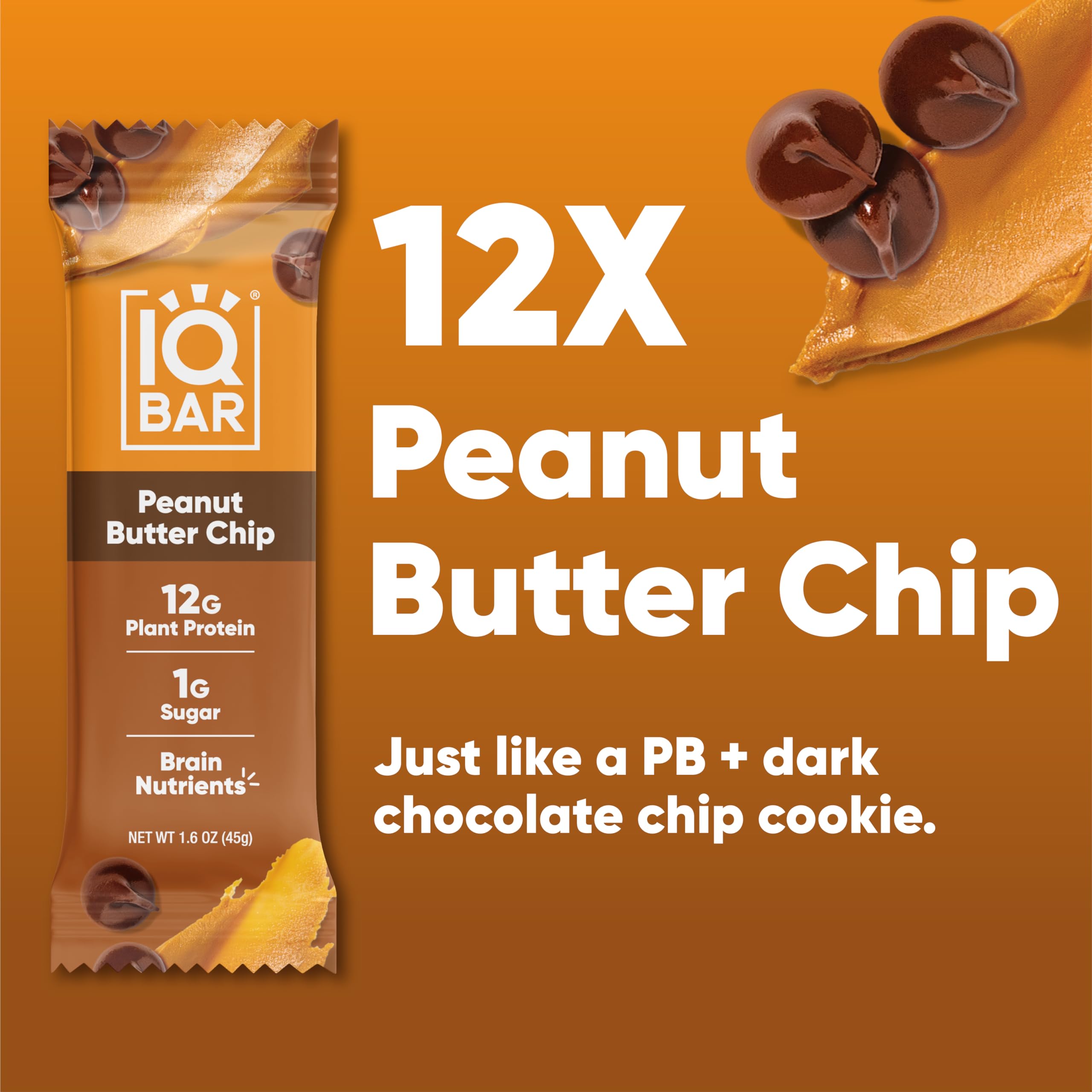 IQBAR peanut butter chip in hand for scale and on-the-go convenience