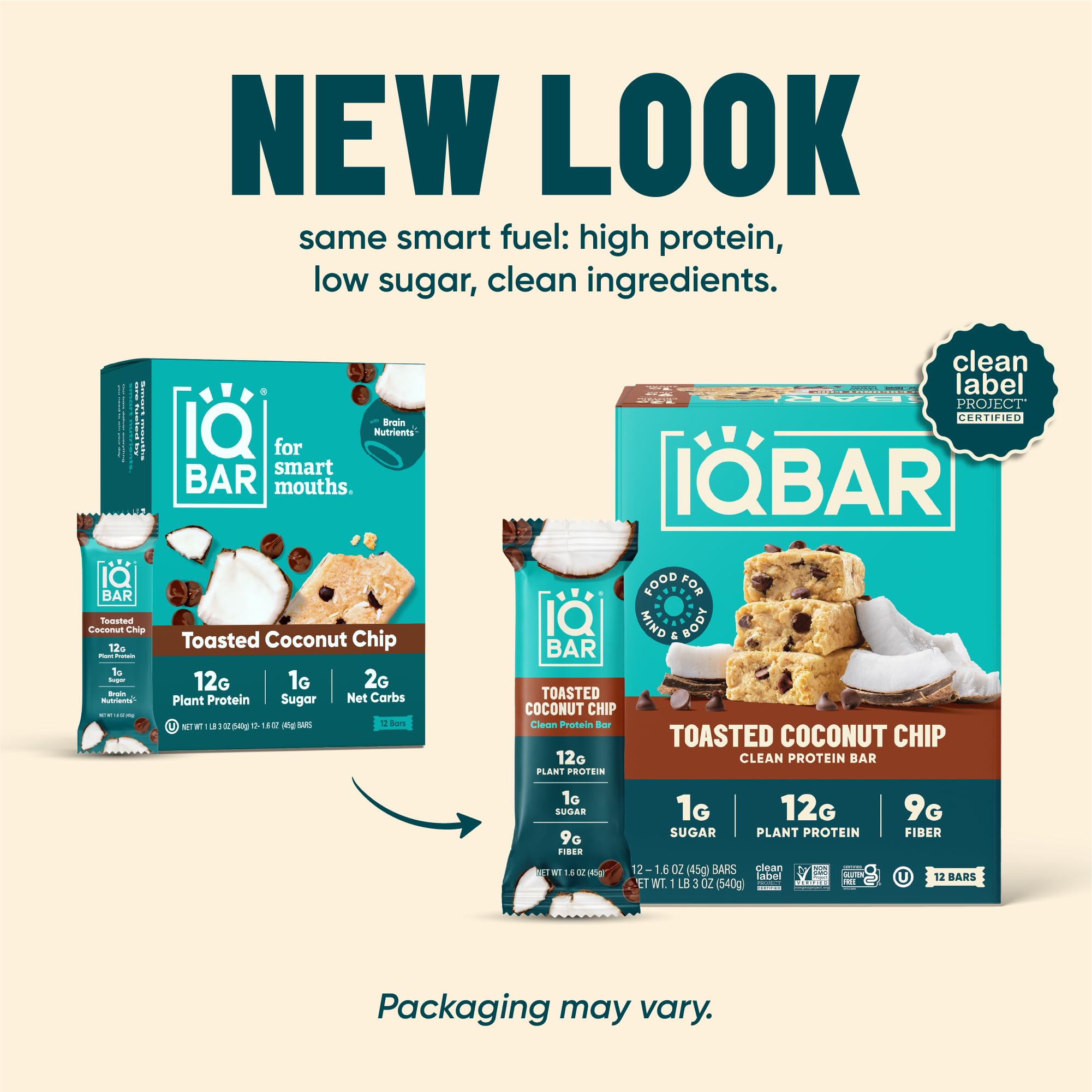 IQBAR unwrapped bar with visible coconut chips for satisfying texture