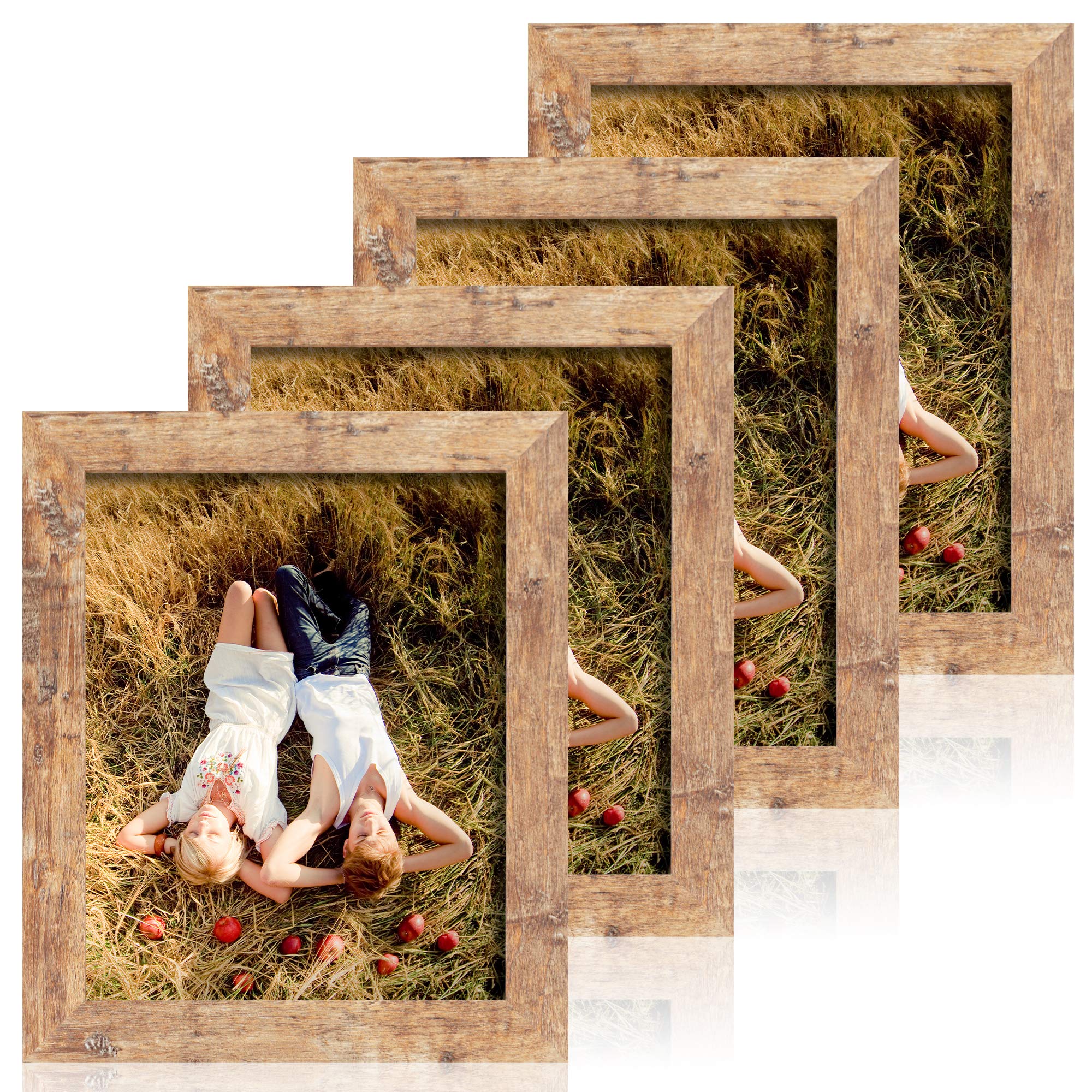 iRahmen rustic brown front view showing frame finish and profile benefit display-ready