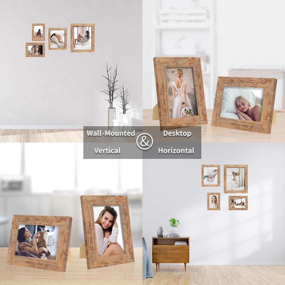 iRahmen frame beside an 8x10 print showing scale and exact fit for easy mounting benefit