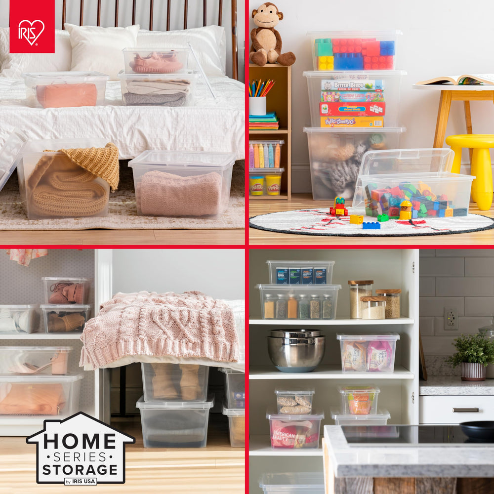 IRIS USA bin with craft items inside highlighting organized storage benefit