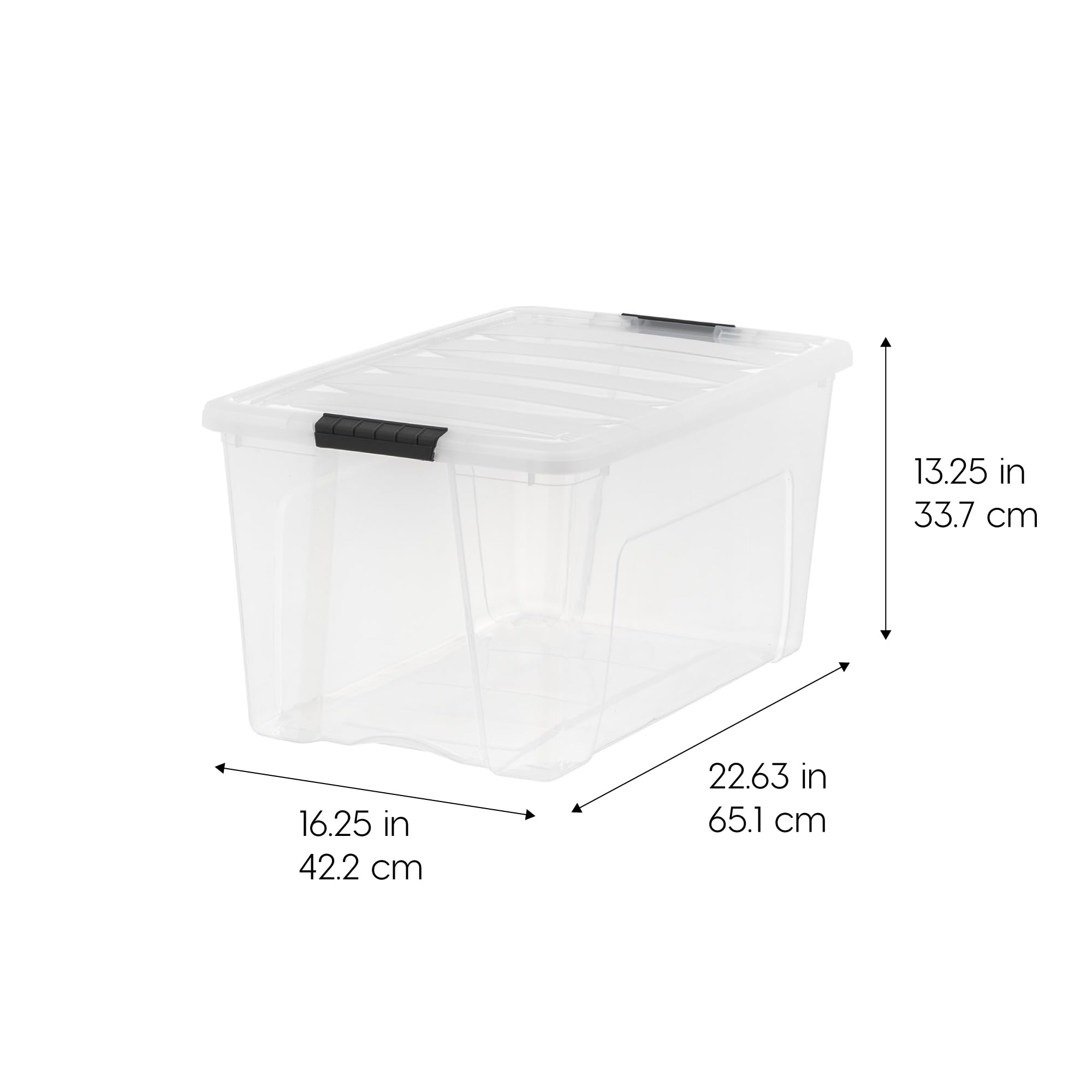 IRIS USA side profile of transparent bin displaying quick content visibility
