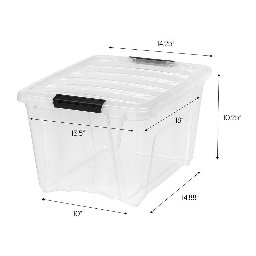 IRIS USA clear bin side view with visible contents for fast identification