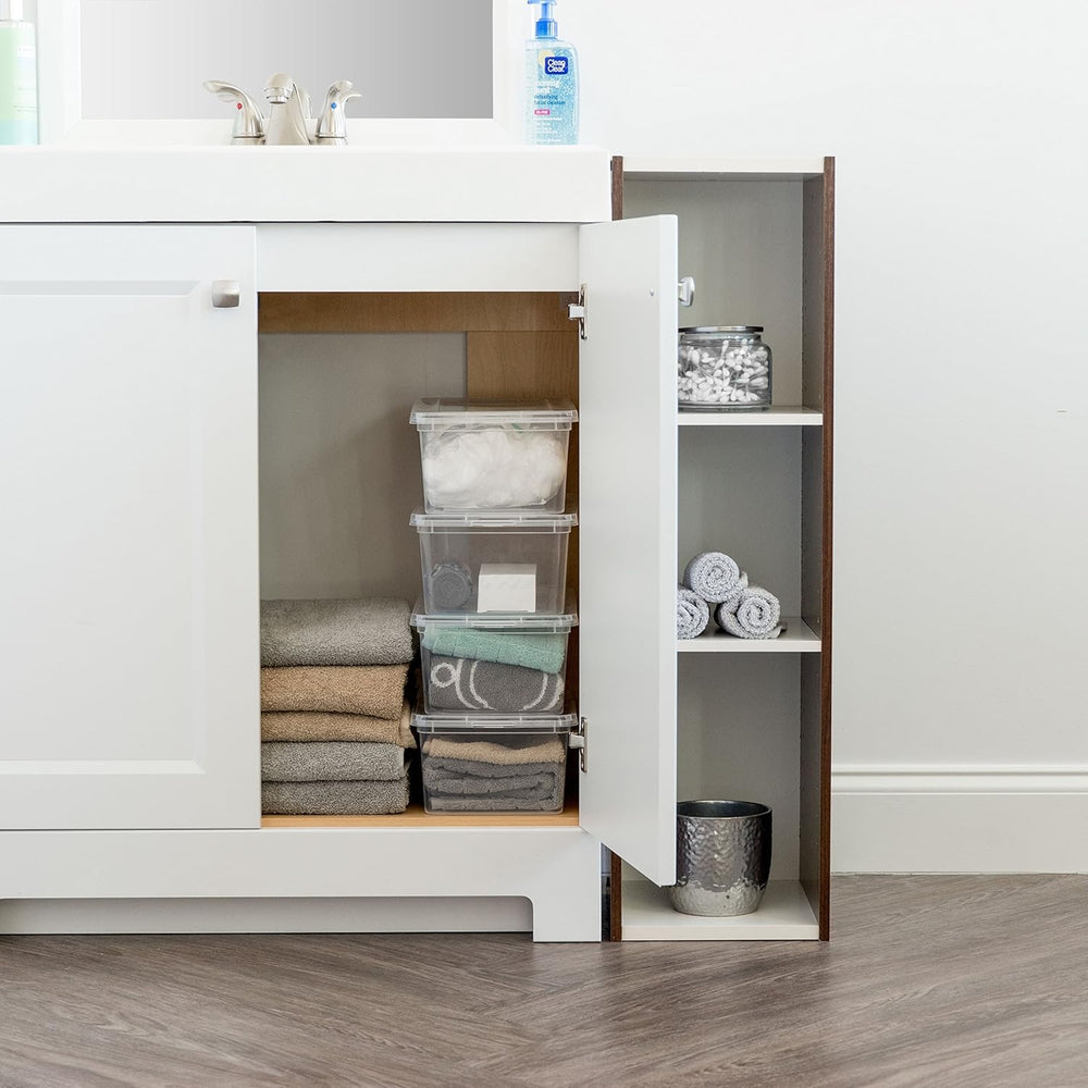 IRIS USA on closet shelf displaying visible contents for quick access
