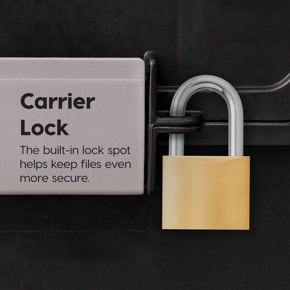 IRIS USA latch and lock spot closeup securing documents against spills