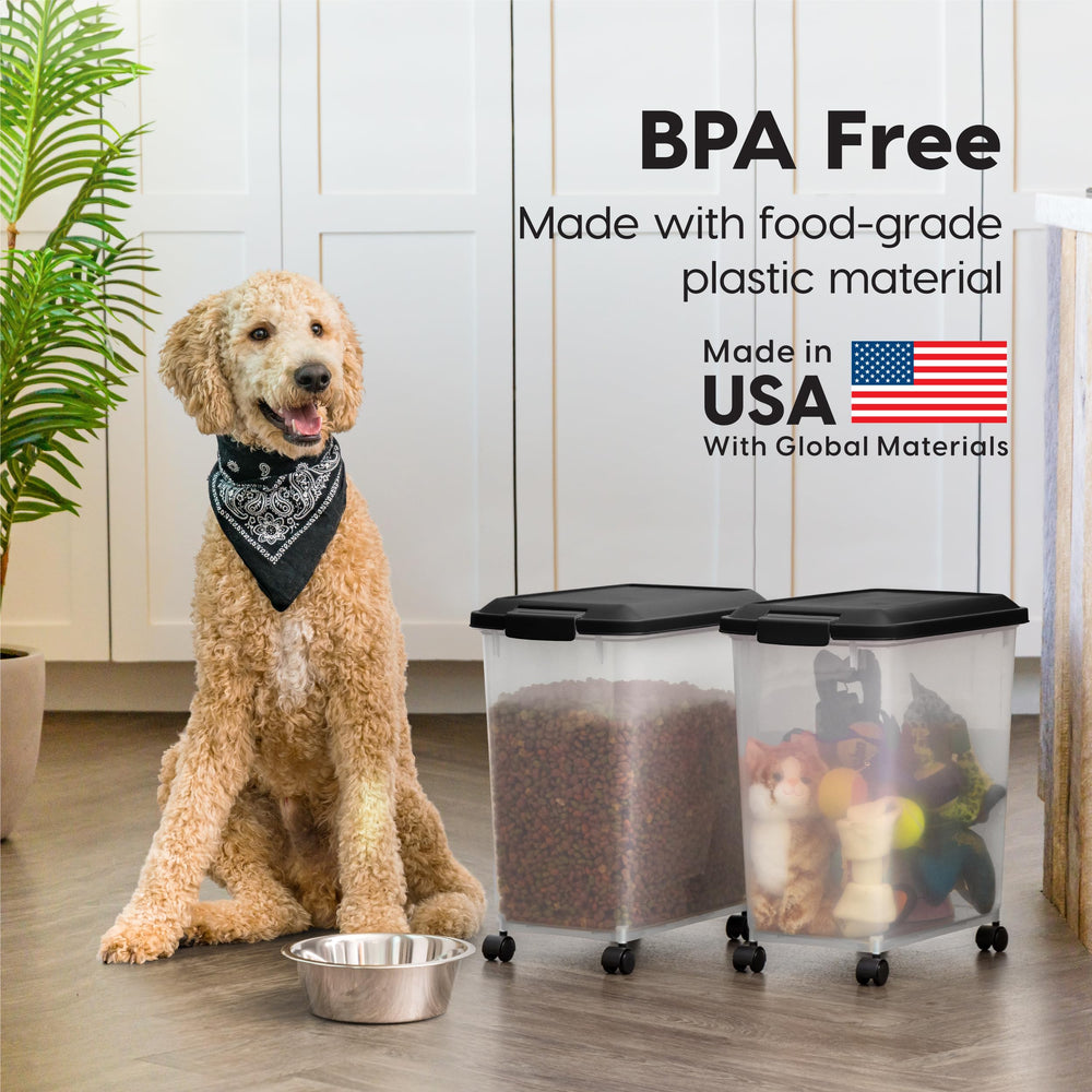 IRIS USA placed in kitchen beside dog bowl for convenient feeding setup