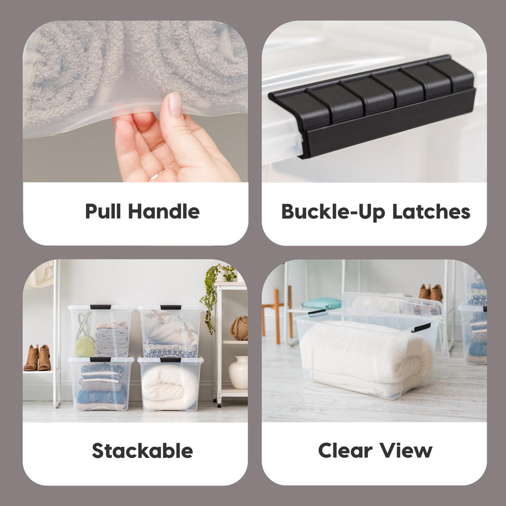 IRIS USA close-up of lid buckles demonstrating secure locking for safe stacking