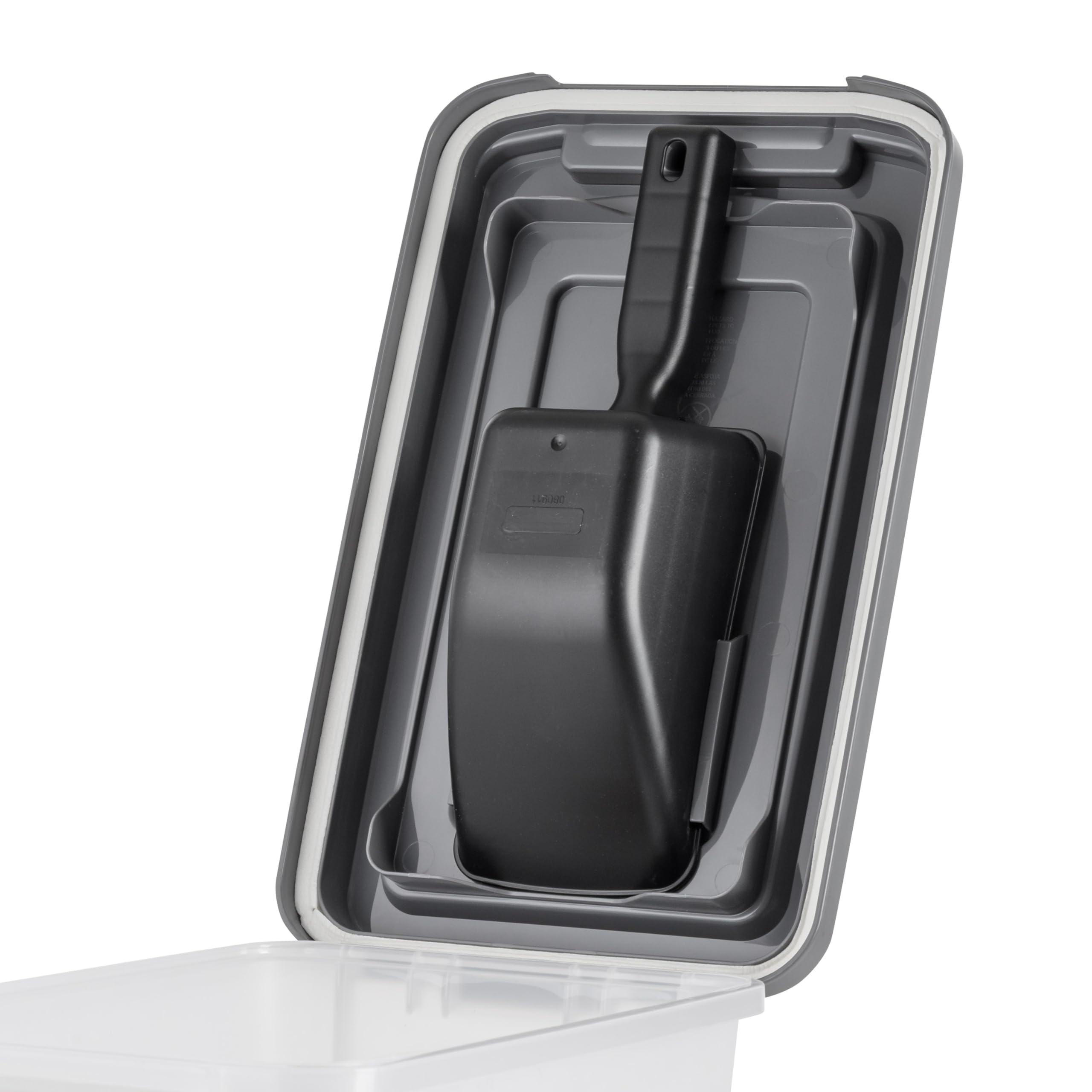 IRIS USA placed in a kitchen corner as a lifestyle image showing neat, organized pet food storage