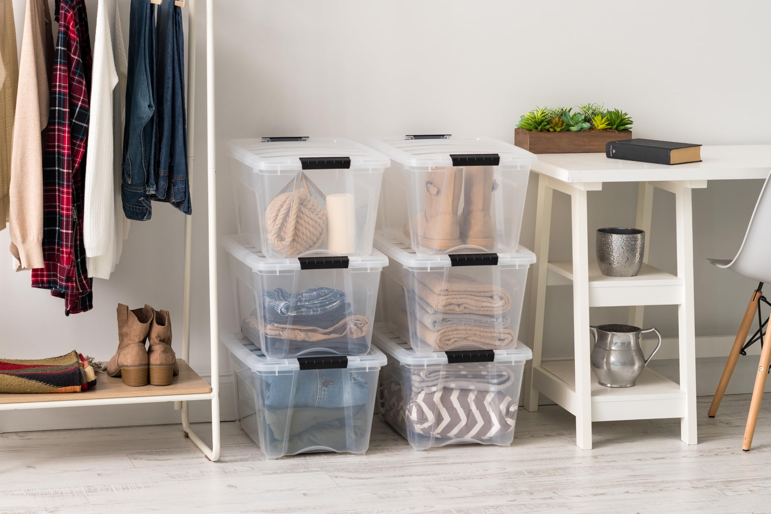 IRIS USA tapered nesting design shown with bins nested to save storage space