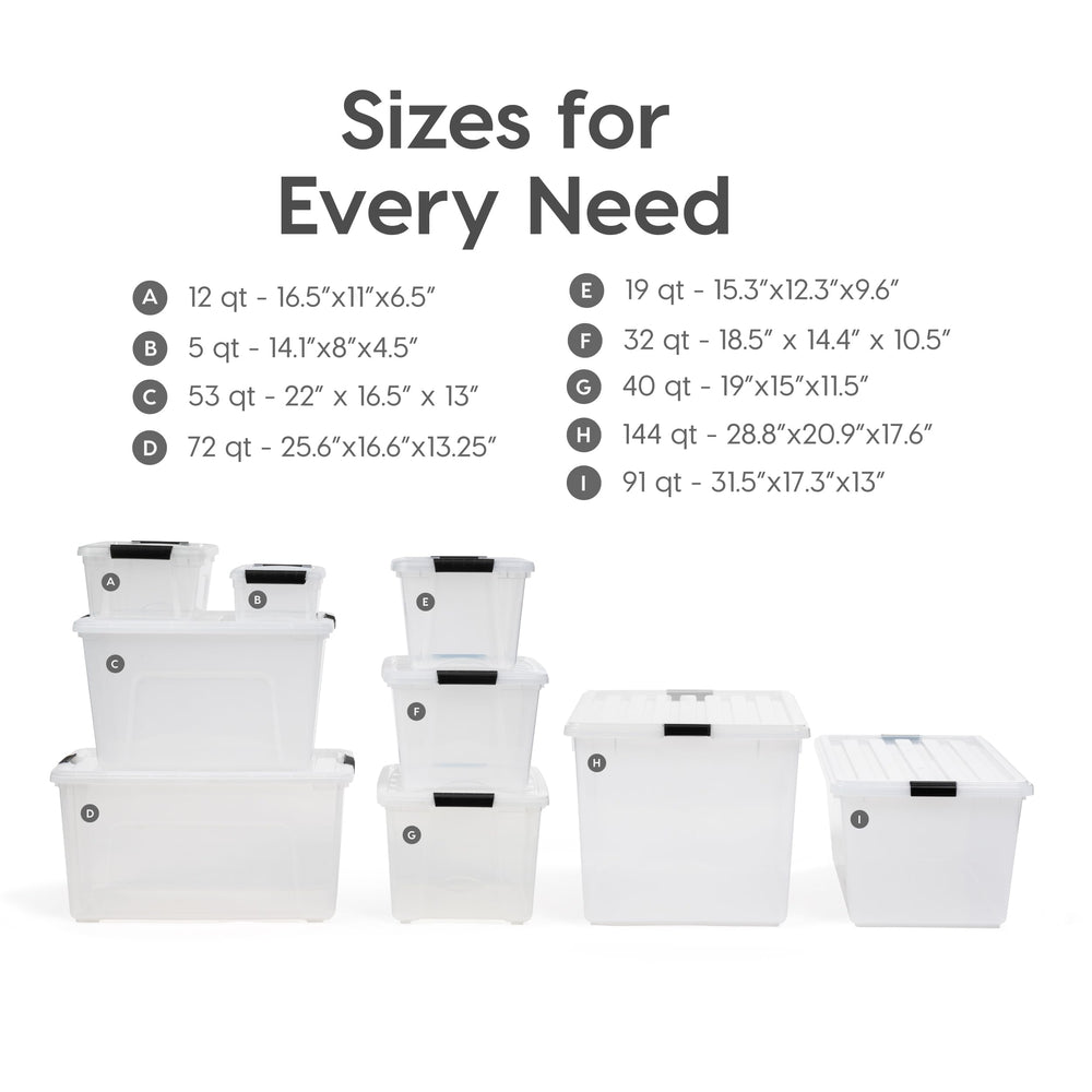 IRIS USA bin beside backpack to show size and capacity