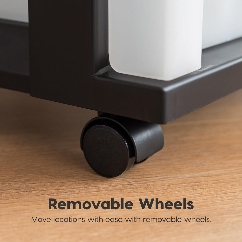 IRIS USA cart next to chair illustrating scale and compact footprint for small spaces