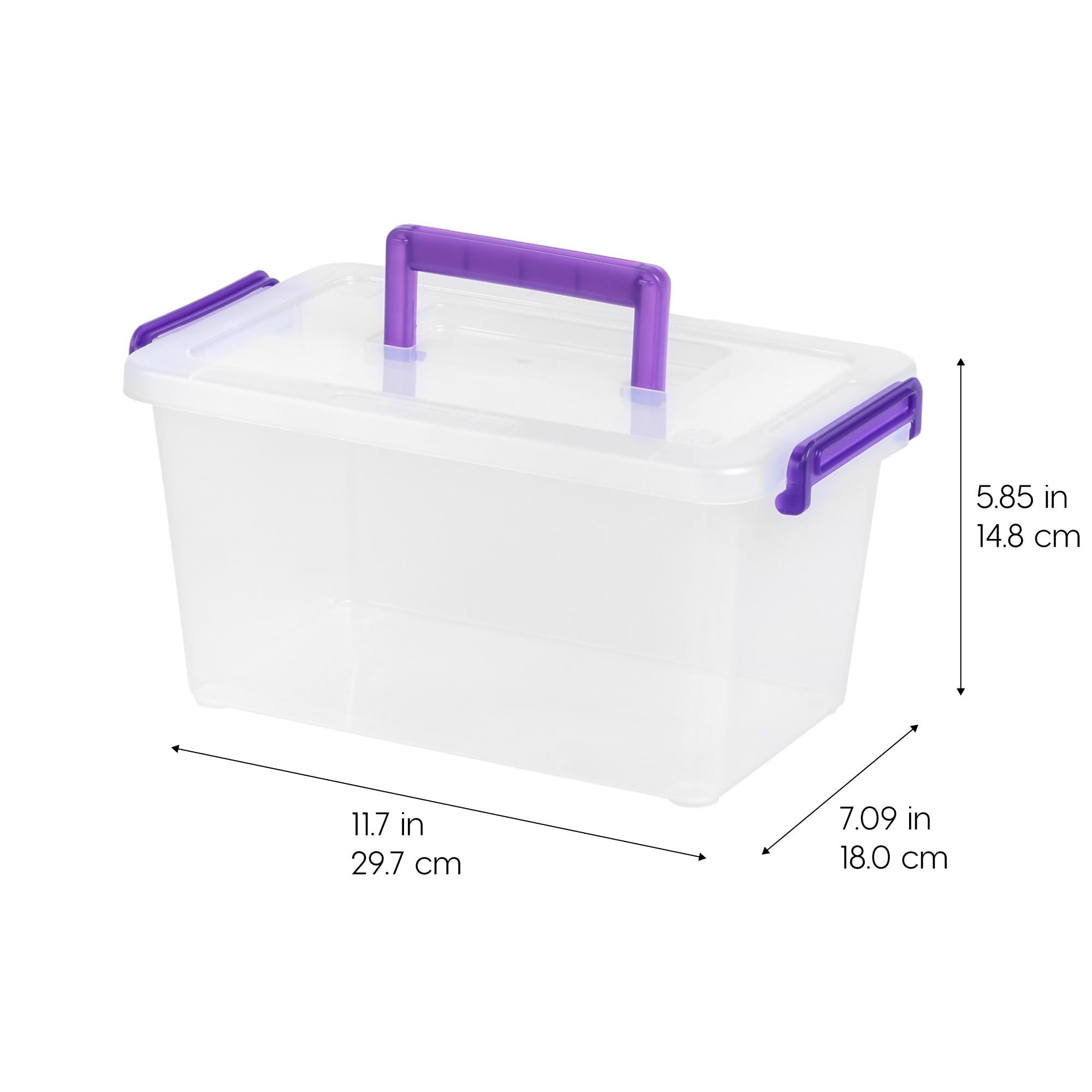 IRIS USA beside a ruler showing exact 11.70 by 7.09 by 5.85 inch size