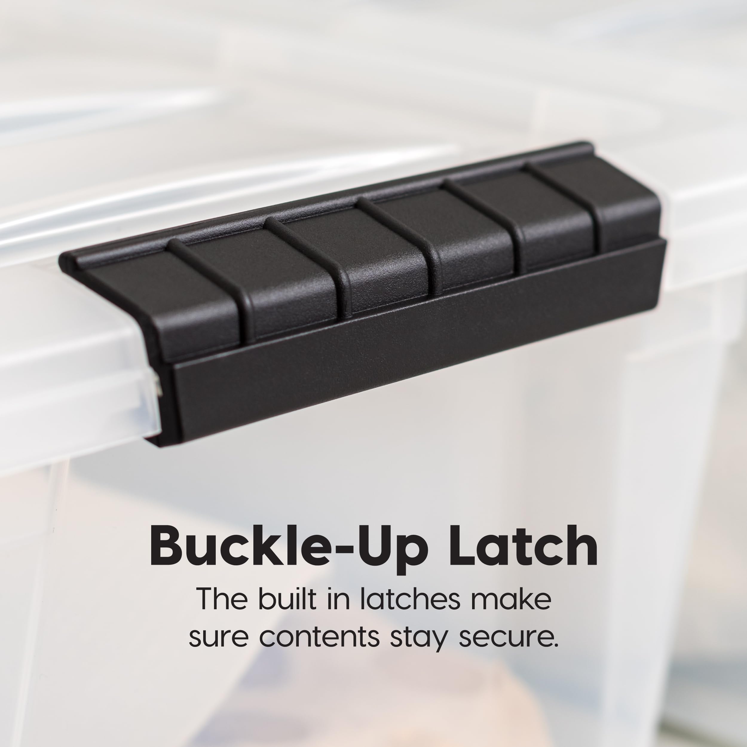 IRIS USA stacked bins showing stable interlocking design to save vertical space