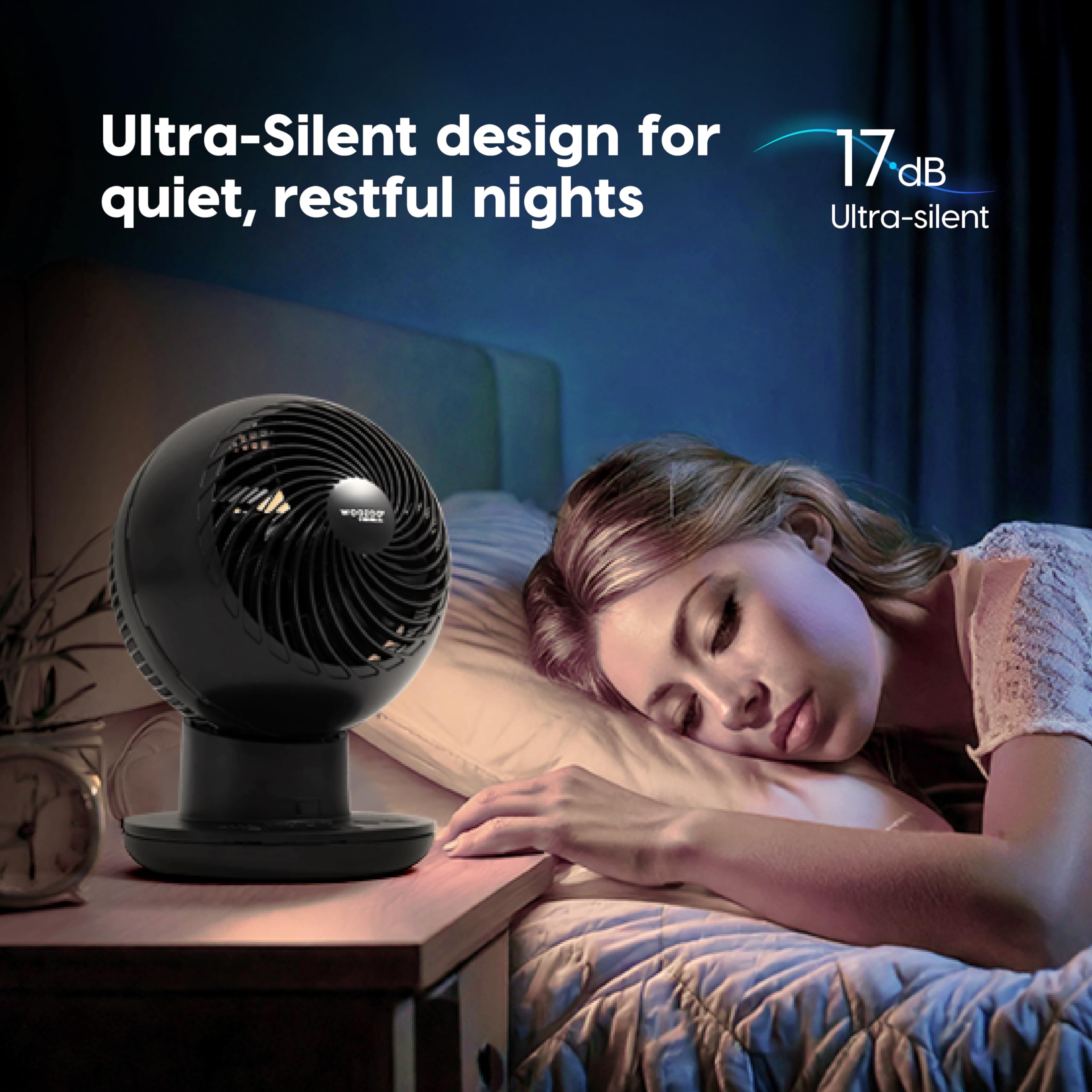 IRIS USA WOOZOO on a desk near sleeping person showing low-noise benefit