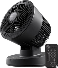 IRIS USA WOOZOO front view showing compact fan and sleek black finish for improved airflow