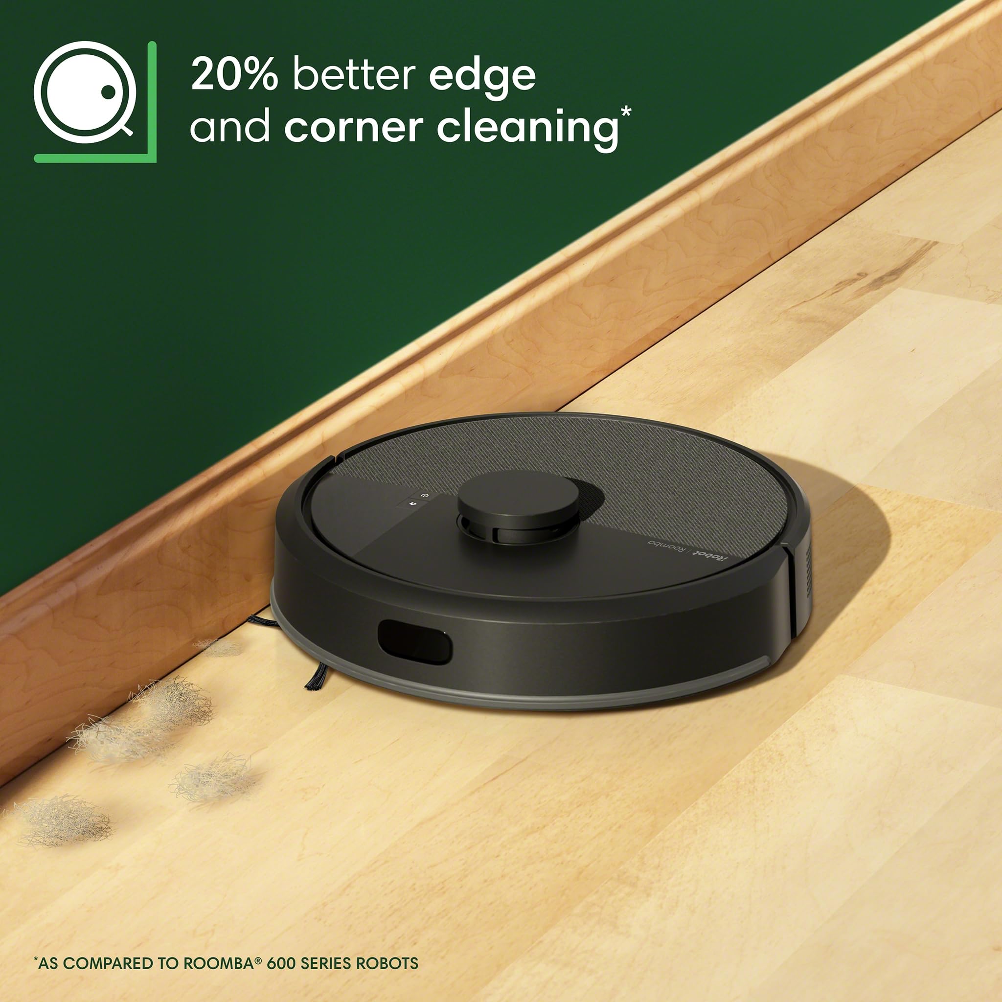 iRobot Roomba 105 in a kitchen lifestyle scene cleaning floors for everyday convenience