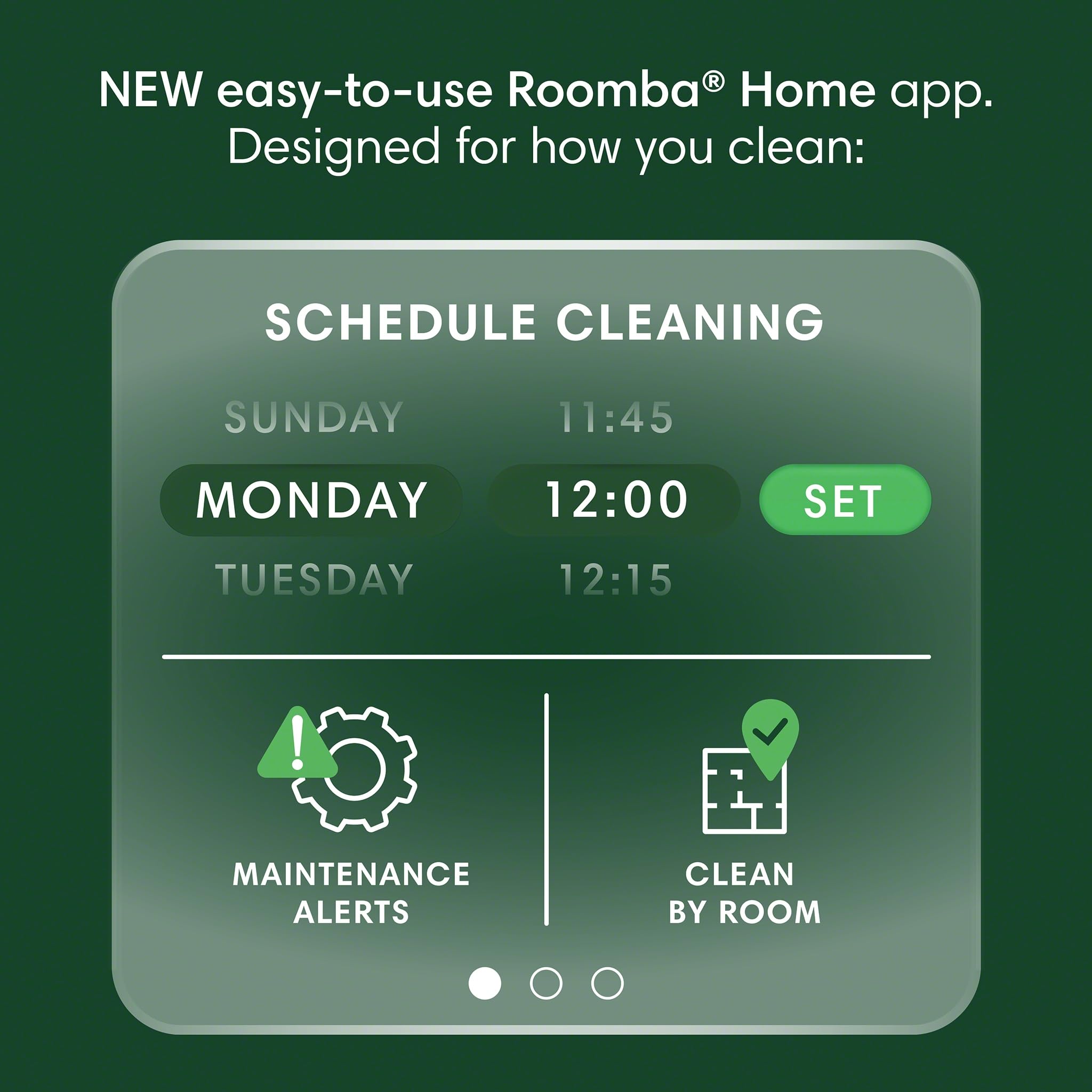 iRobot Roomba 105 next to sofa for size and scale comparison in living room