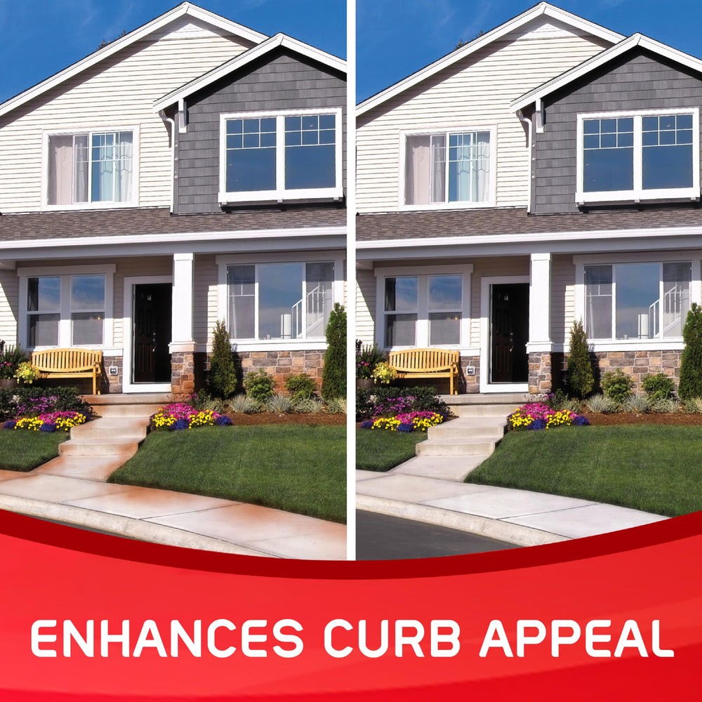 IRON OUT outdoor before and after on concrete showing restored surface benefit
