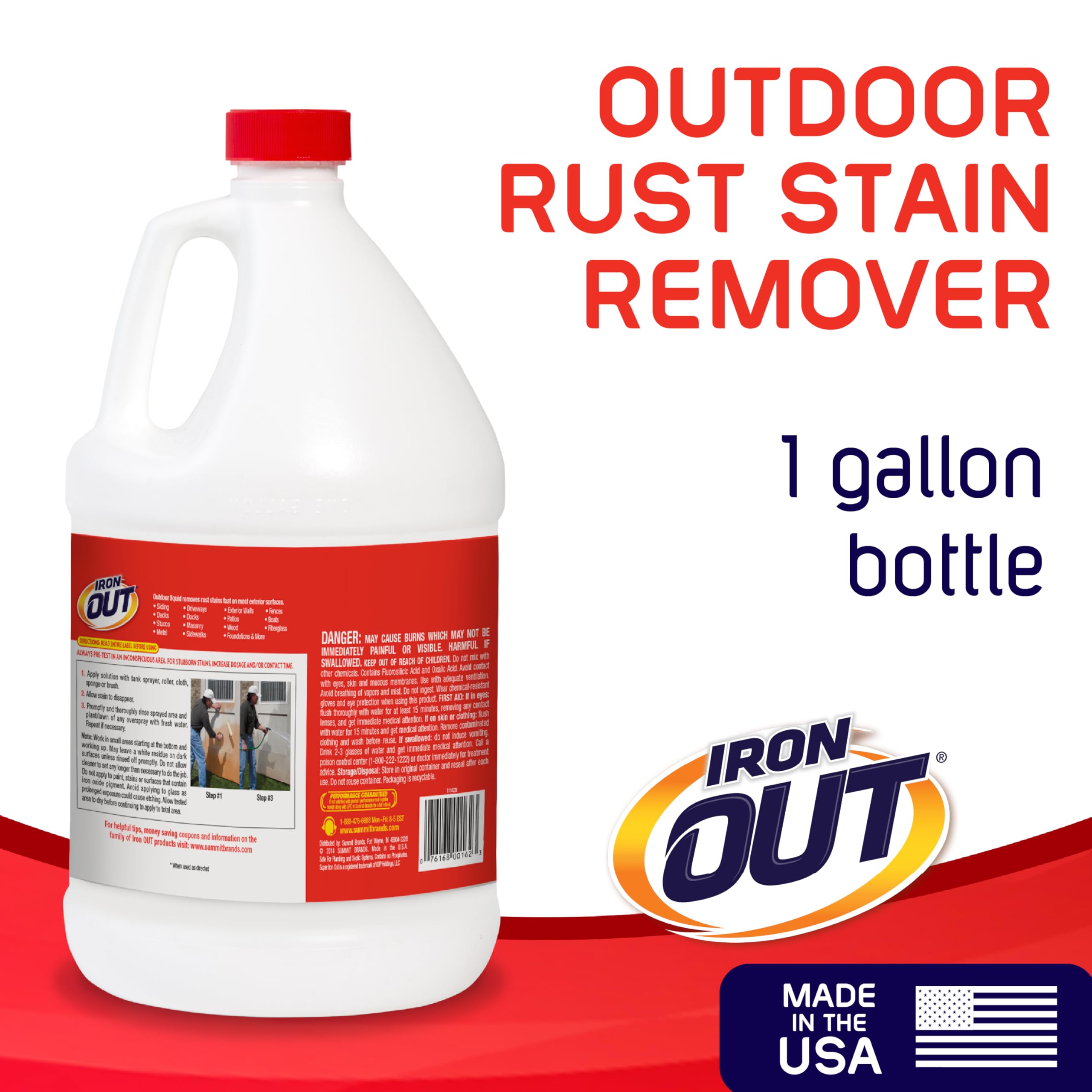IRON OUT outdoor label close-up highlighting instructions and plant-friendly benefit