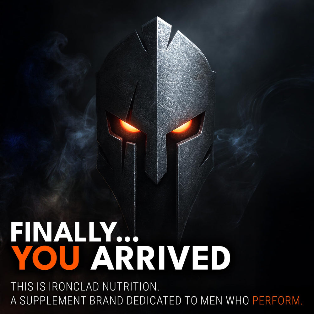 IRONCLAD NUTRITION bottle beside supplement facts panel highlighting third-party testing