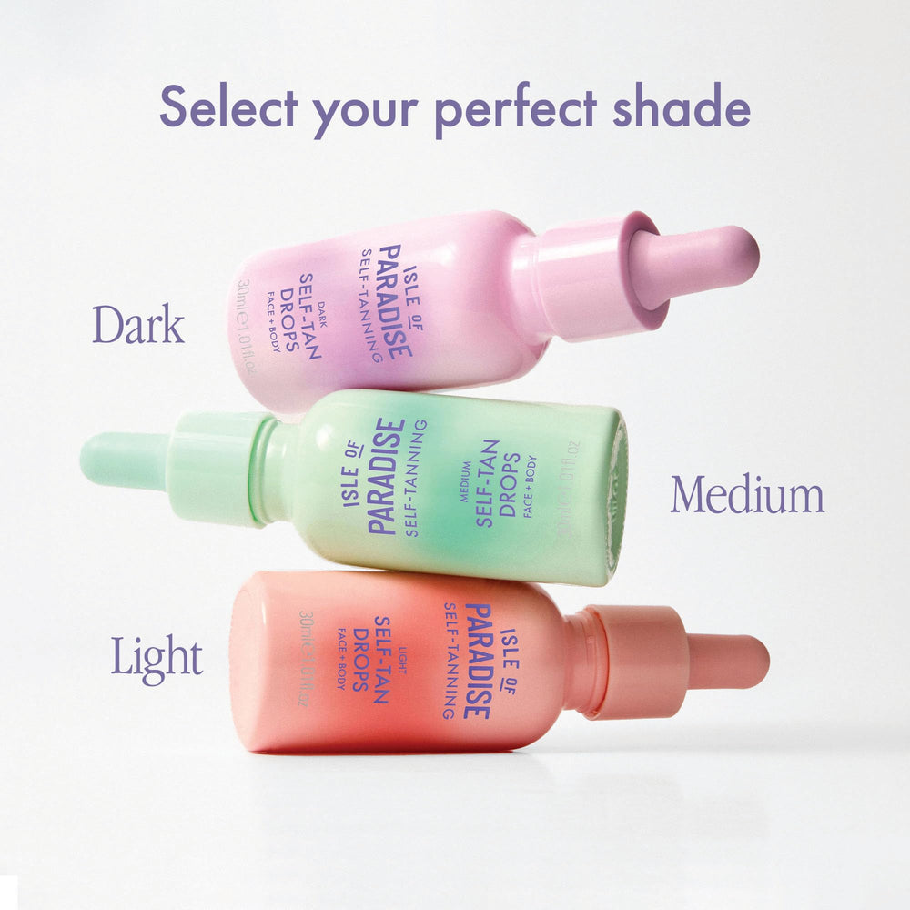 Isle of Paradise bottle staged on bathroom shelf for routine compatibility