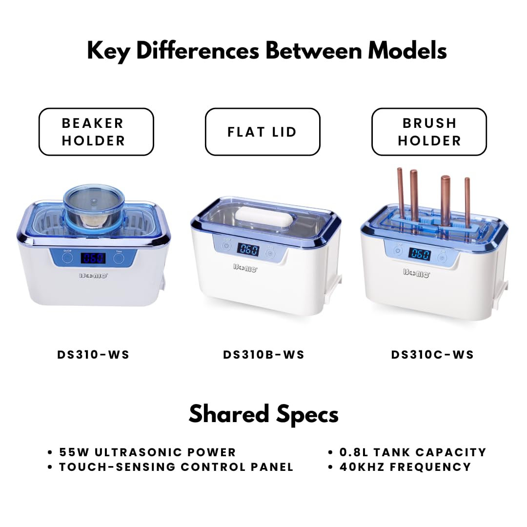 iSonic DS310 box with included stainless steel beaker and accessories for setup
