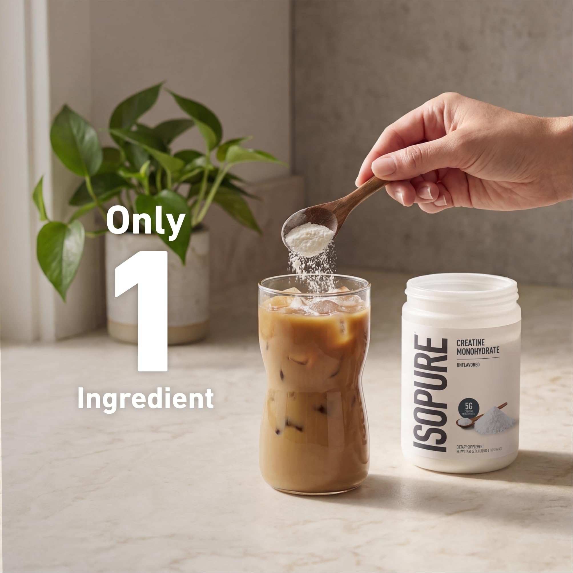 Isopure creatine added to a protein shake demonstrating stacking flexibility benefit