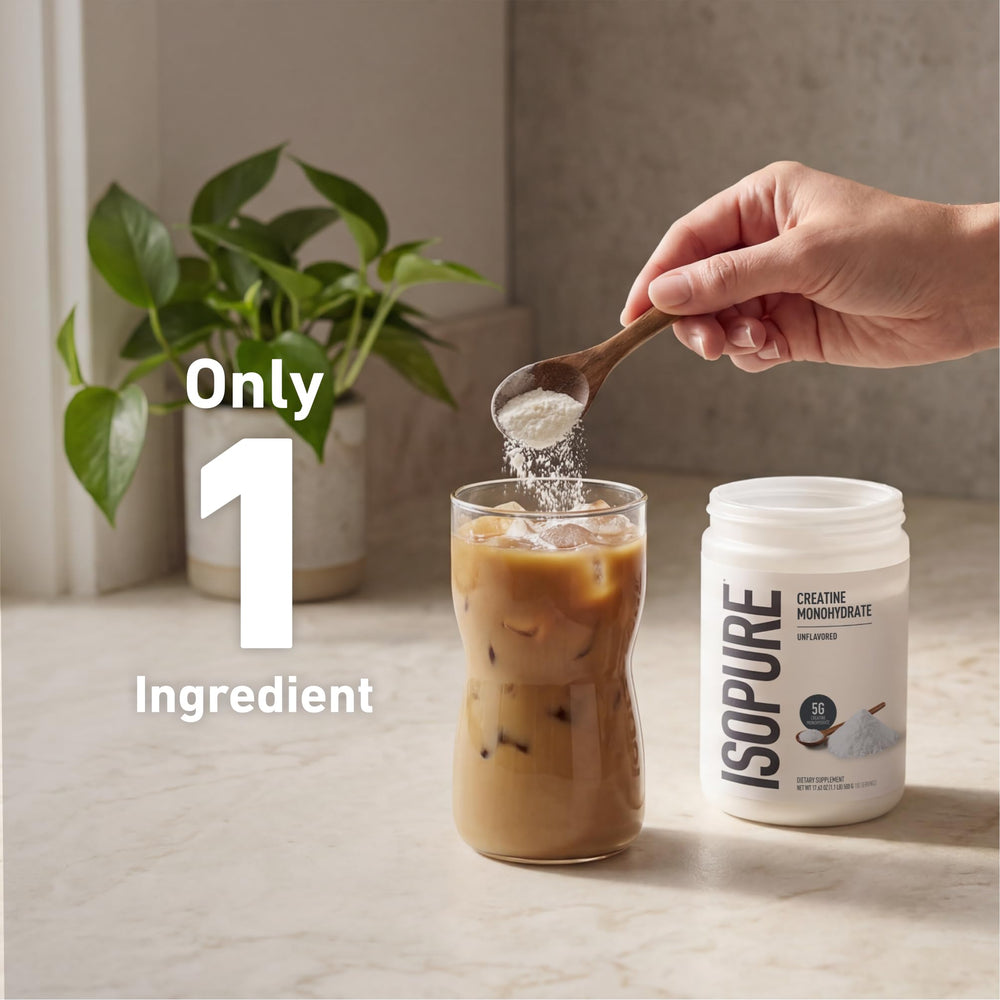 Isopure creatine added to a protein shake demonstrating stacking flexibility benefit