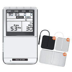 iSTIM EV-805 backlit display close-up highlighting clear program selection benefit