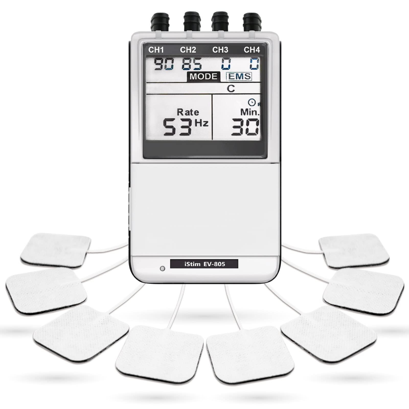iSTIM front view of EV-805 unit showing controls and benefit of easy operation