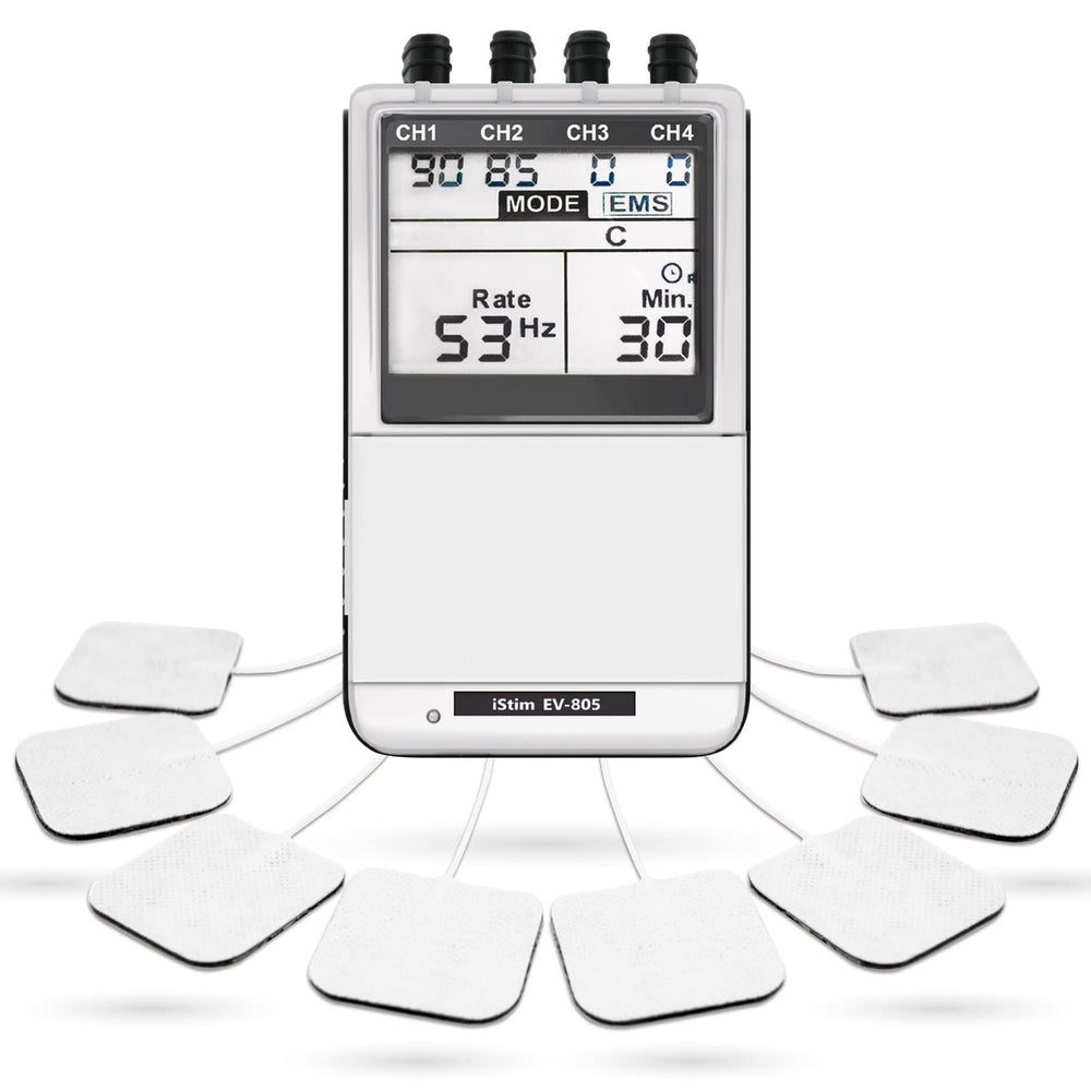 iSTIM front view of EV-805 unit showing controls and benefit of easy operation