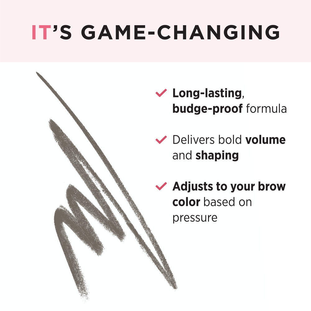 IT Cosmetics triangular tip close-up demonstrating dual-edge design for defining and filling