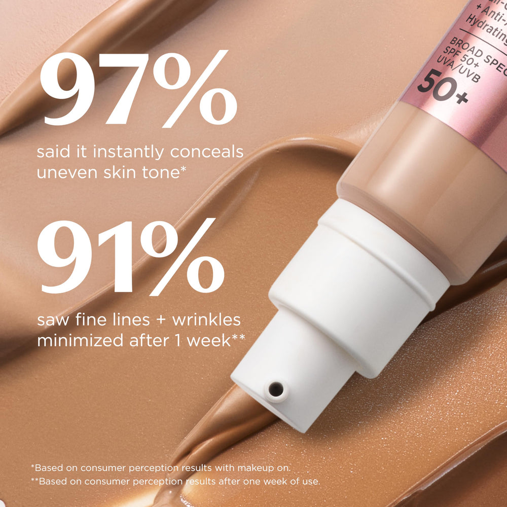 IT Cosmetics in bathroom on vanity showing morning routine simplicity
