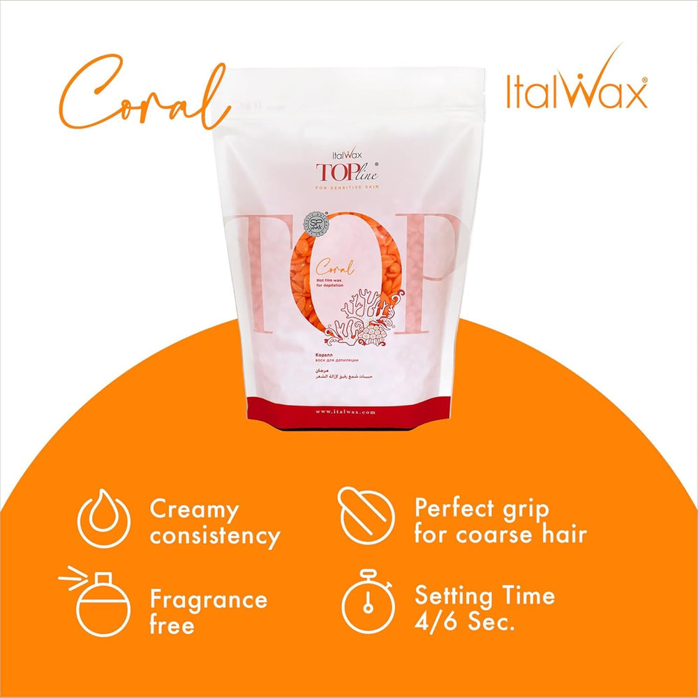 Italwax Coral beads close-up revealing creamy texture and easy melt