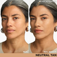 IT Cosmetics CC+ Cream swatch on forearm illustrating Neutral Tan coverage and color-correcting benefit